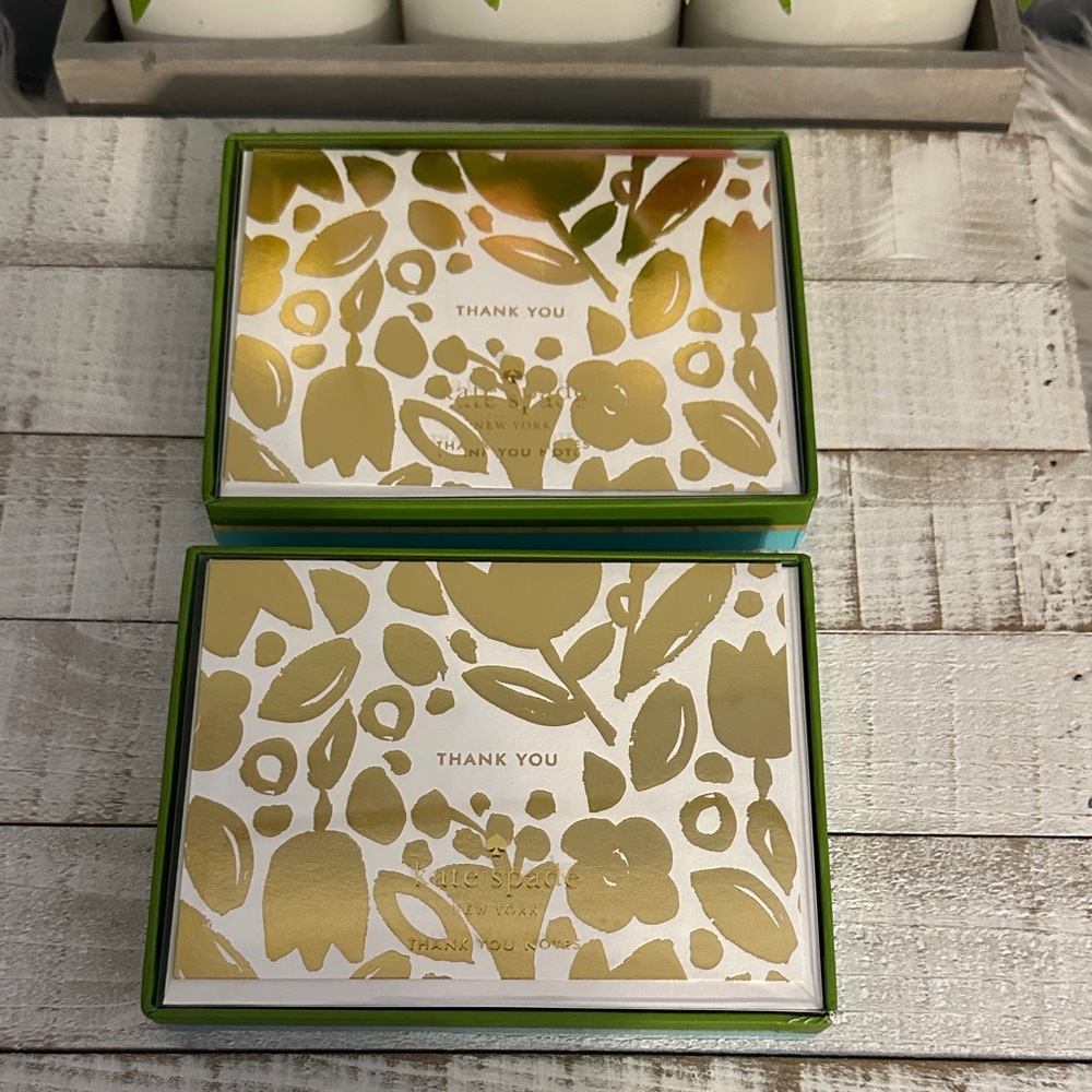 NIB Kate spade golden floral thank you card sets